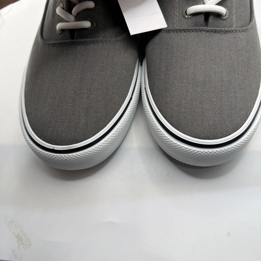 Izod Men's Size 8 Rangley Gray Lace-Up Casual Canvas Boat Shoes
